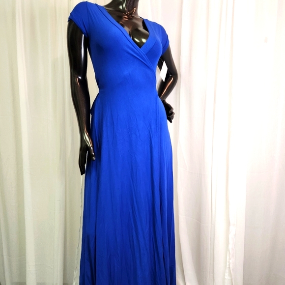 Ovonion Dresses & Skirts - Royal Blue Maxi Wrap Dress-Custom Cut & Sewn